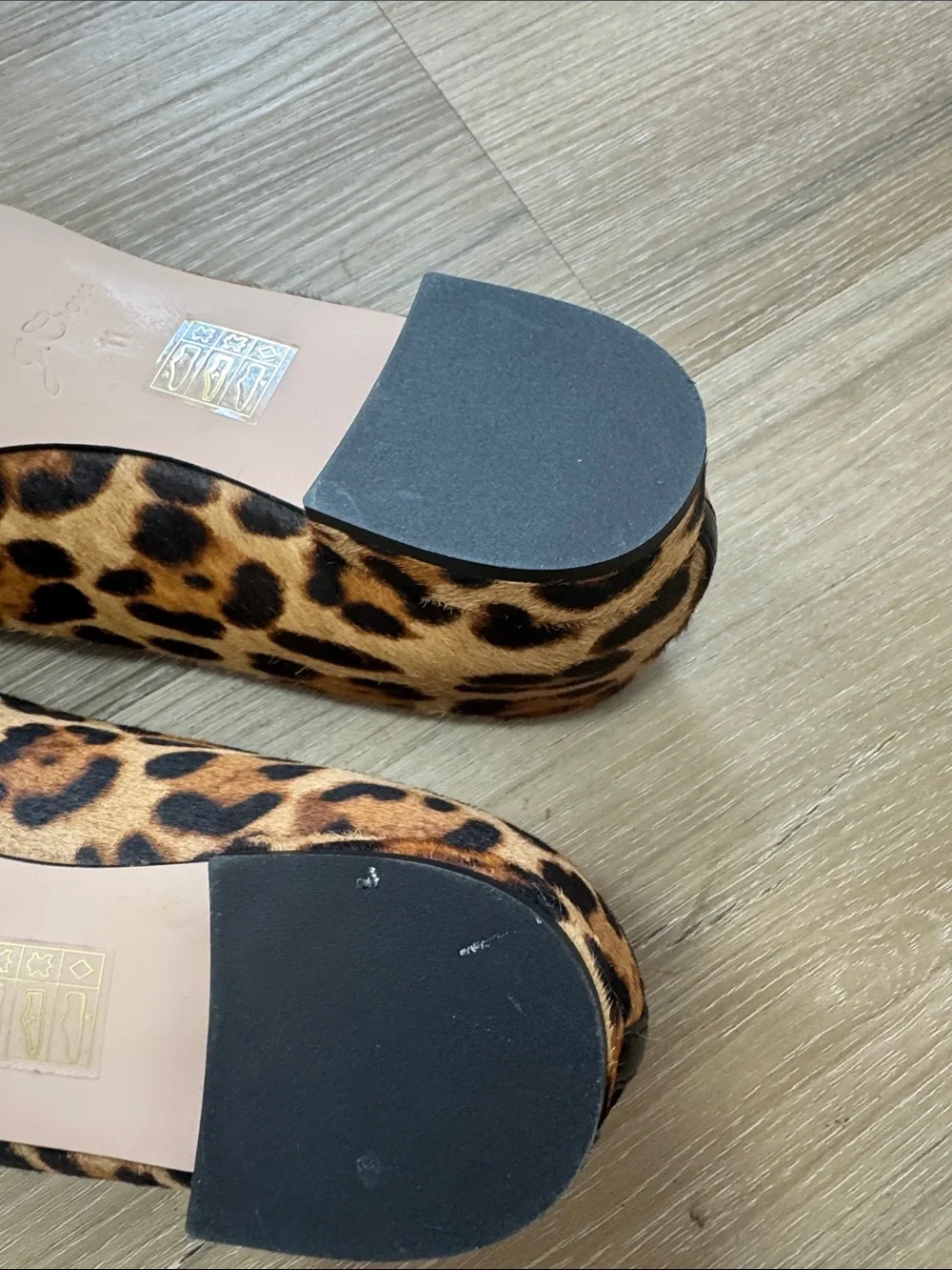 J. Crew Leather Pointed-toe Flats In Leopard Calf Hair Sz 11